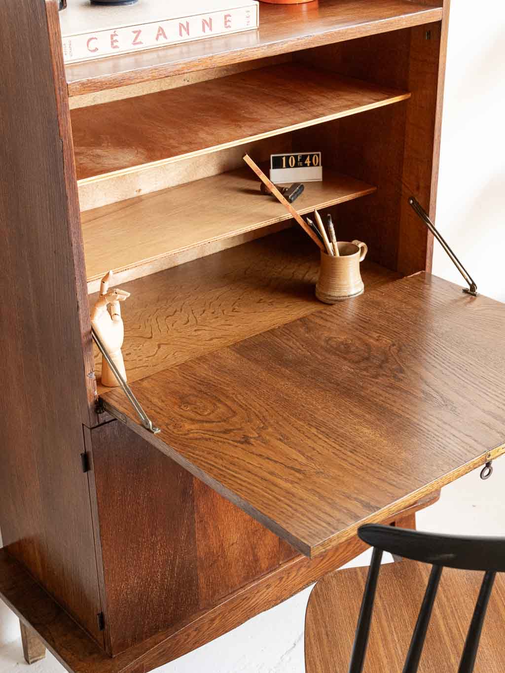 Secrétaire vintage 1950. pied compas, tablette bureau