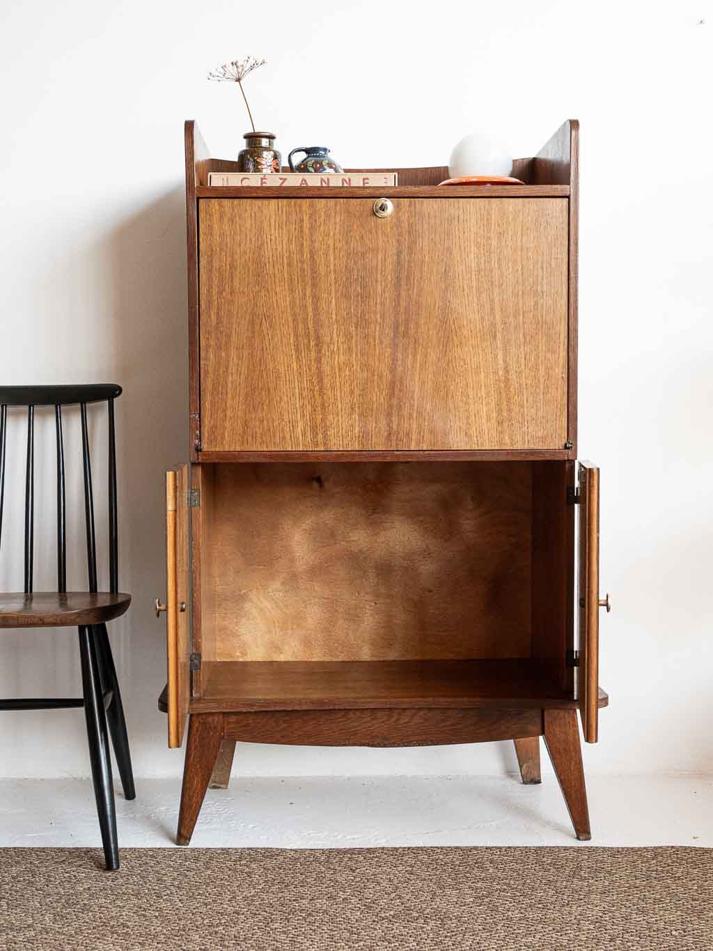 Secrétaire vintage 1950. pied compas, tablette bureau