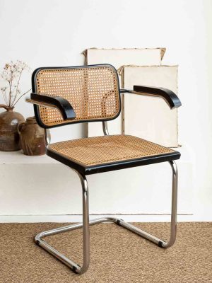 fauteuil ou chaise cesca B64 Marcel Breuer noir et cannage