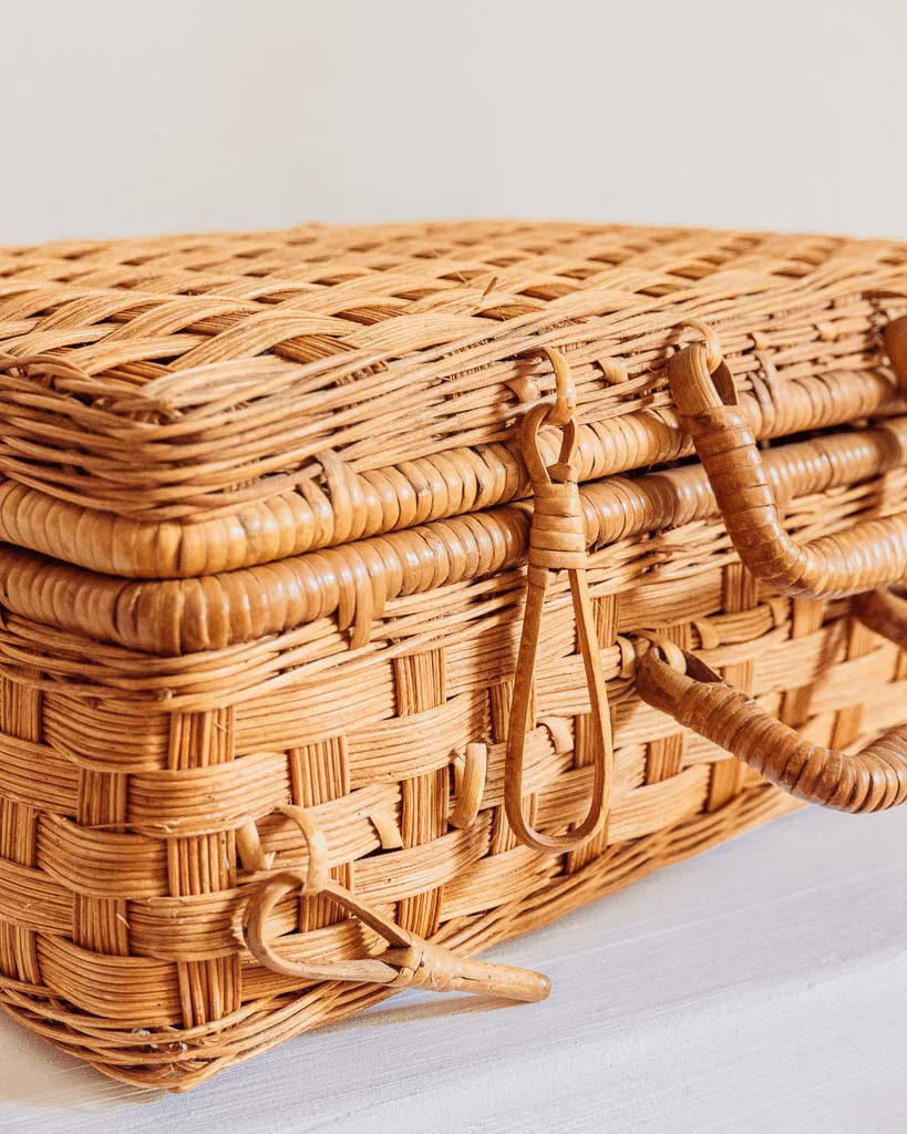 Valisette De Rangement En Osier Personnalisable - Taille 2 (42x27x14 Cm) - Artisanale, Fibre Naturelle - Décoration Ou Rangement Bébé, Jouet