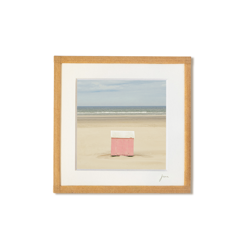 vente photo encadrée : cabane de plage rose