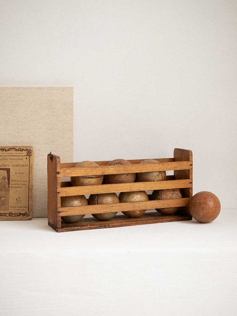 Jeu De Boules En Bois Ancien - Style Pétanque Vintage, En Bon état Général, Parfait Pour La Décoration Ou Le Jeu
