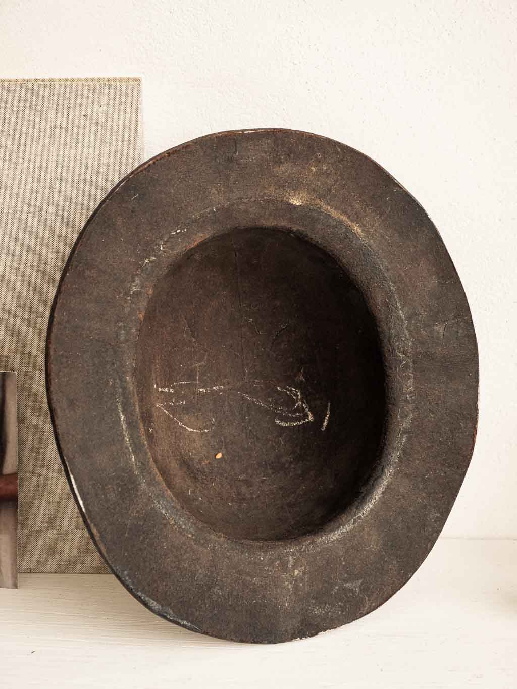 chapeau / casque de mineur en cuir dit barrette de mineur