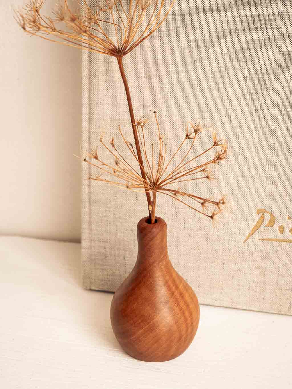 petit vase soliflore en bois tourné