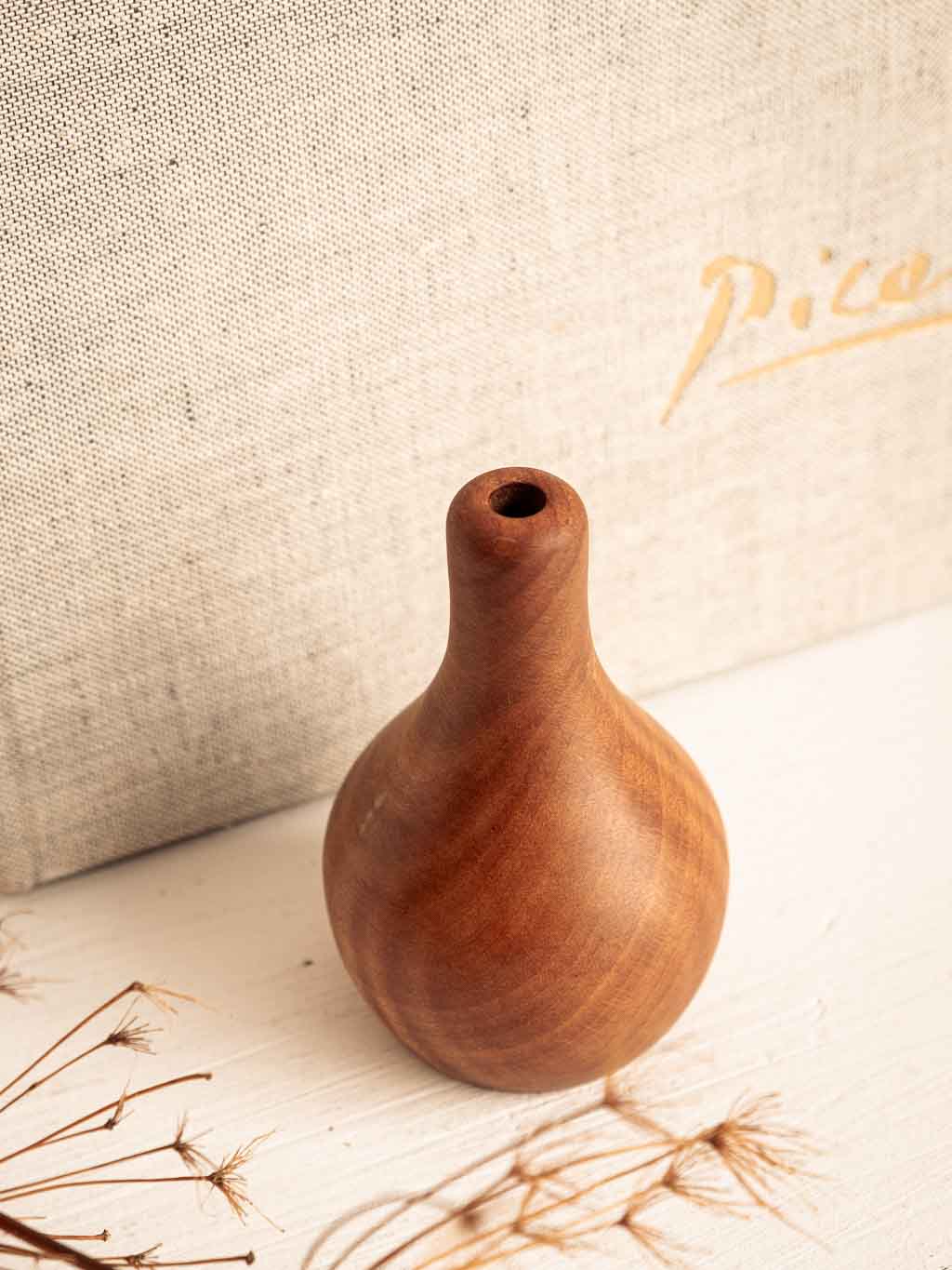 petit vase soliflore en bois tourné