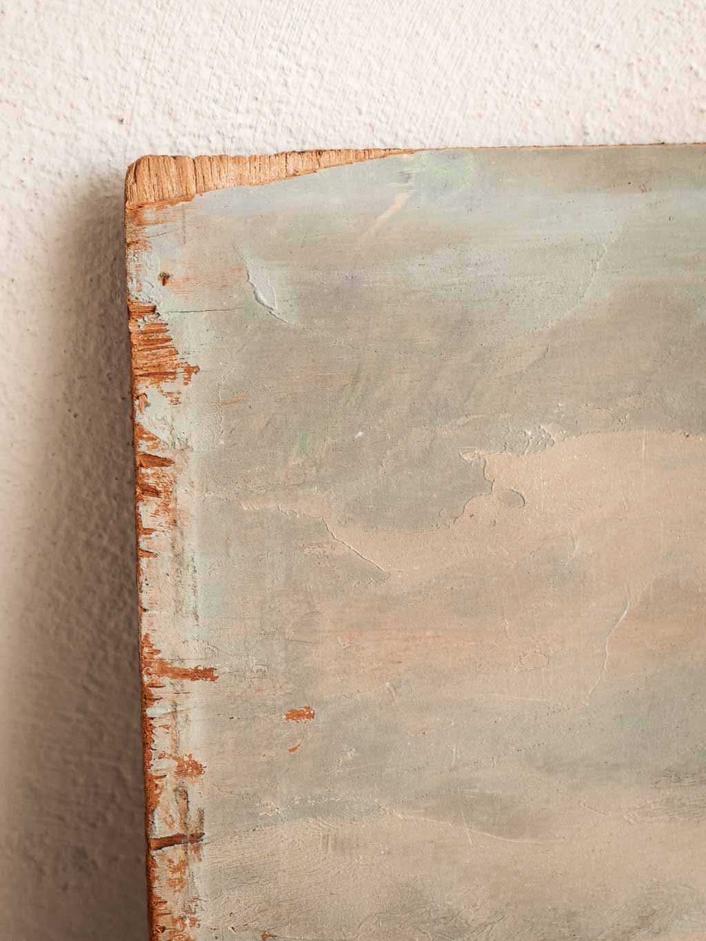 huile sur bois, paysage scène paysanne sud de la France
