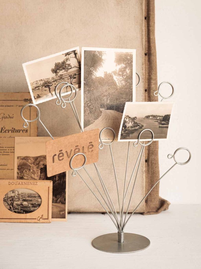 support cartes postales en métal