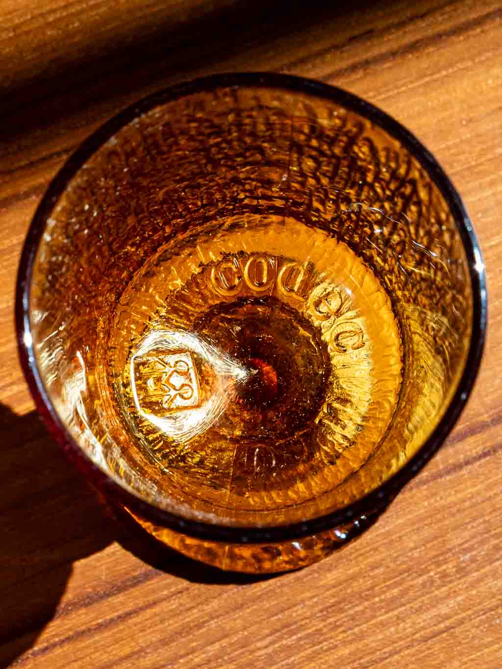 lot de 2 verres à pied vintage en verre ambré, dessus