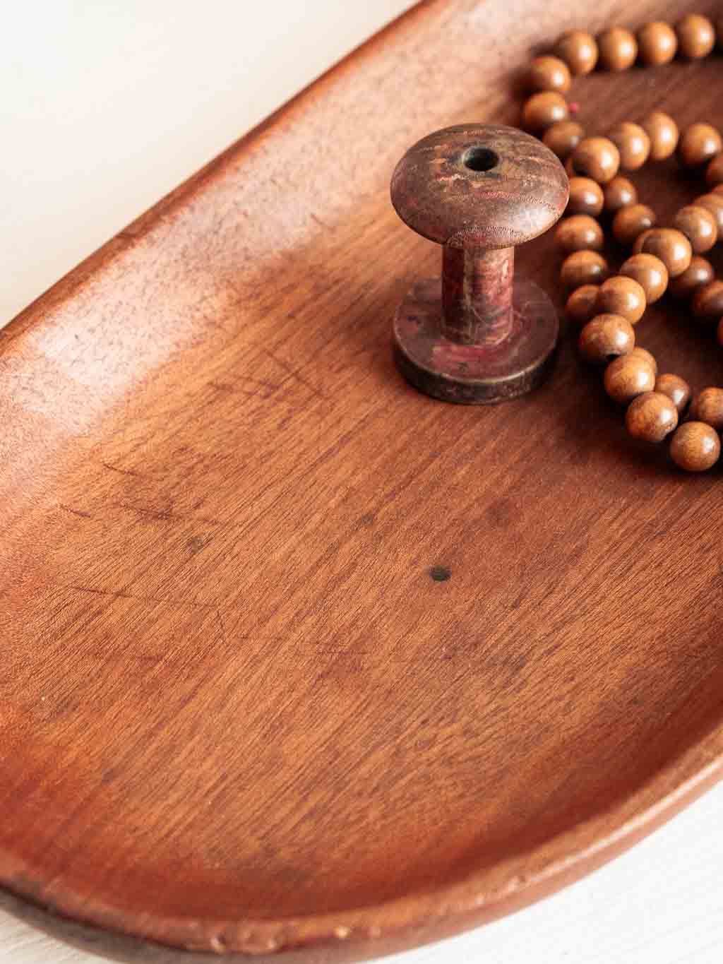 Plateau ovale en bois type teck
