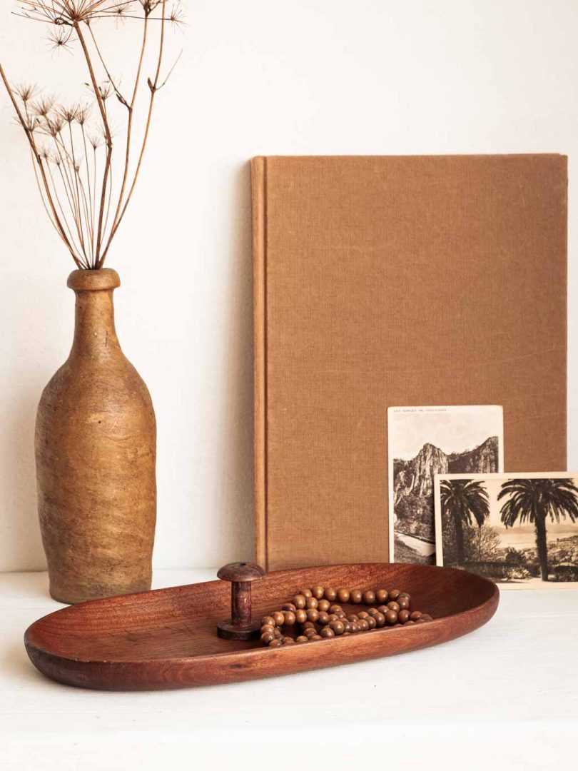 Plateau ovale en bois type teck