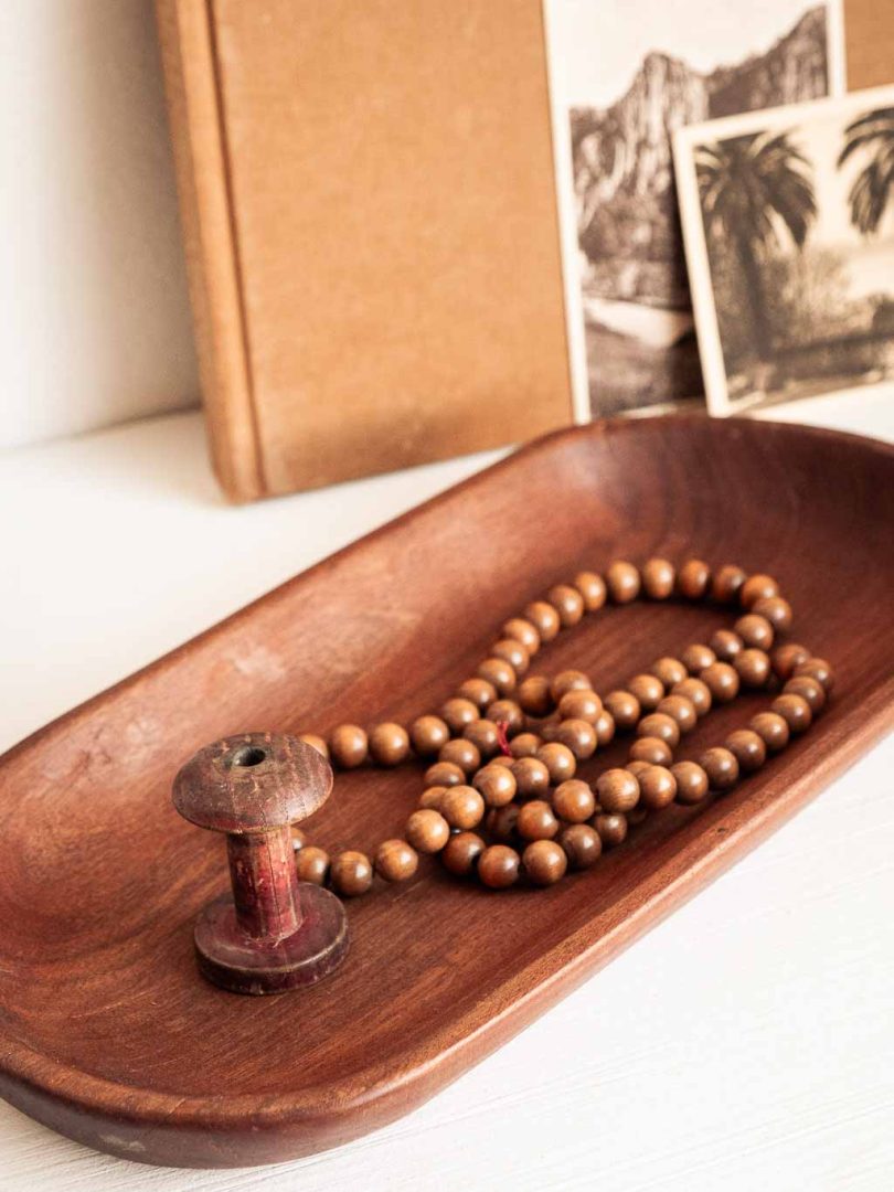 plateau en bois type teck vide poche