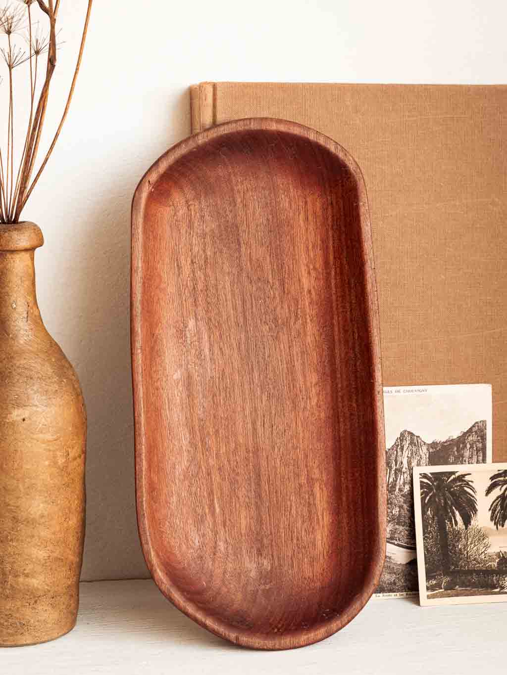 plateau en bois type teck vide poche