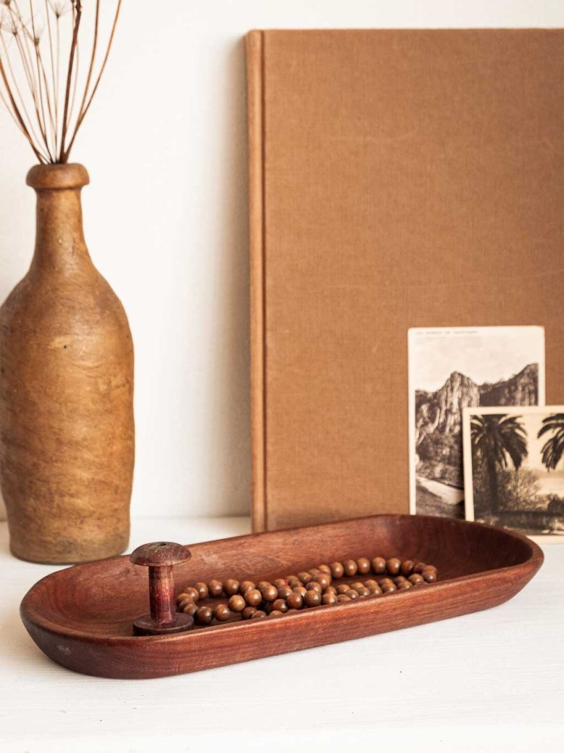 plateau en bois type teck vide poche