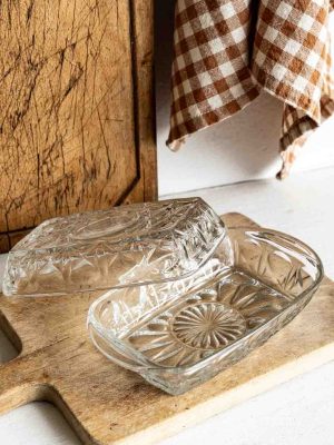 Beurrier vintage en verre moulé Lever
