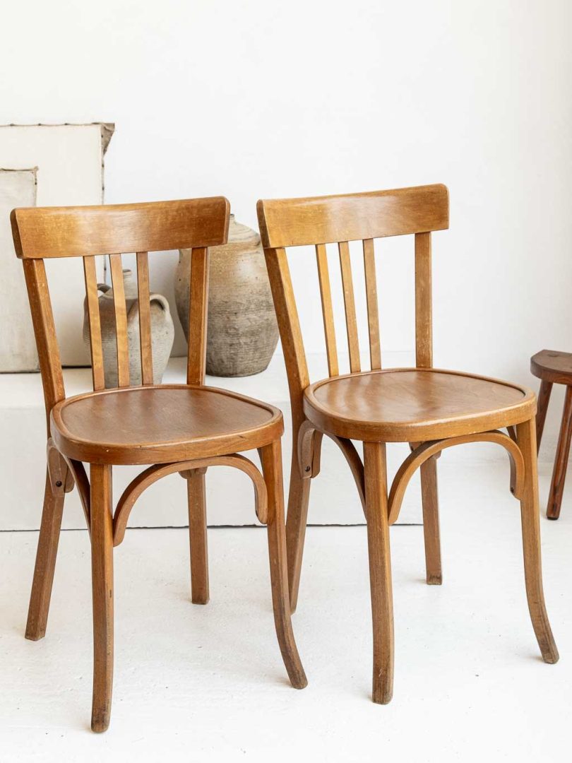 Chaises vintage Baumann bistrot n°43 en bois courbé