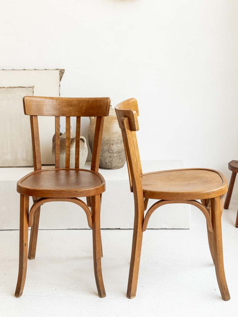 Chaises vintage Baumann bistrot n°43 en bois courbé