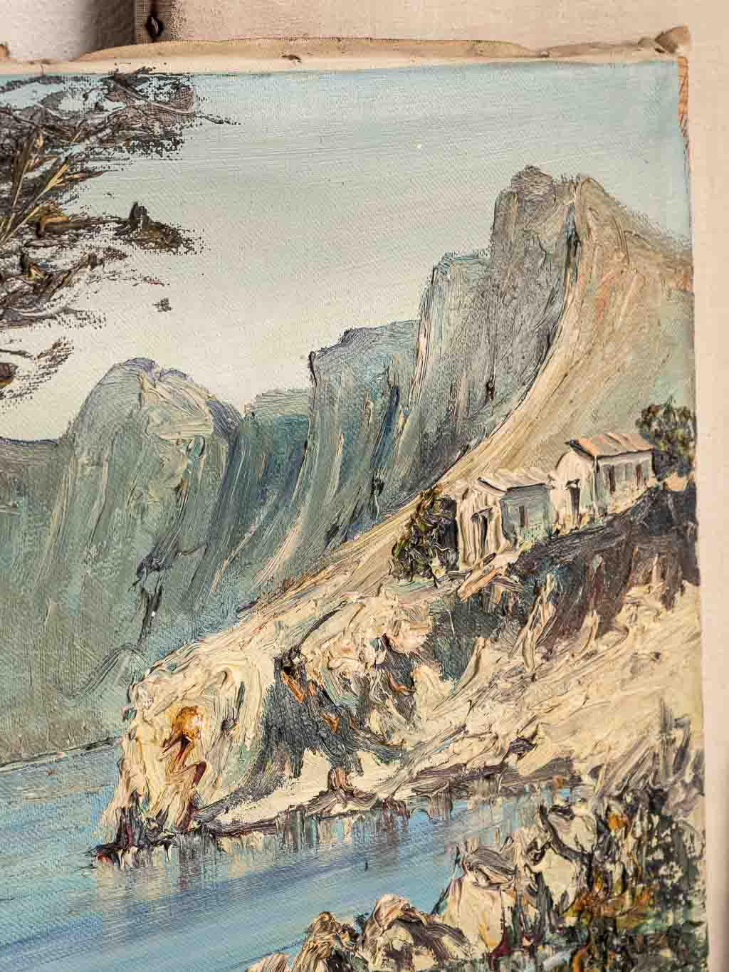 huile au couteau sur toile signée Dalia, paysage Majorque, détail