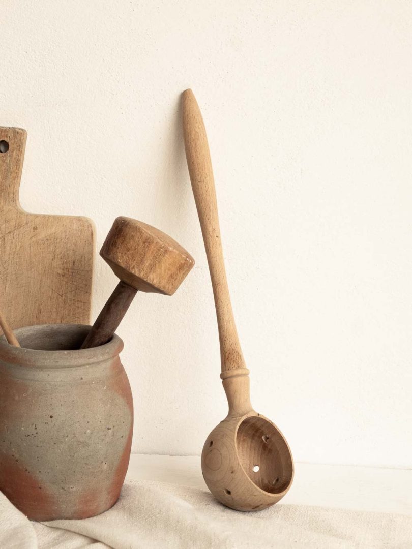 grande cuillère à olives en bois