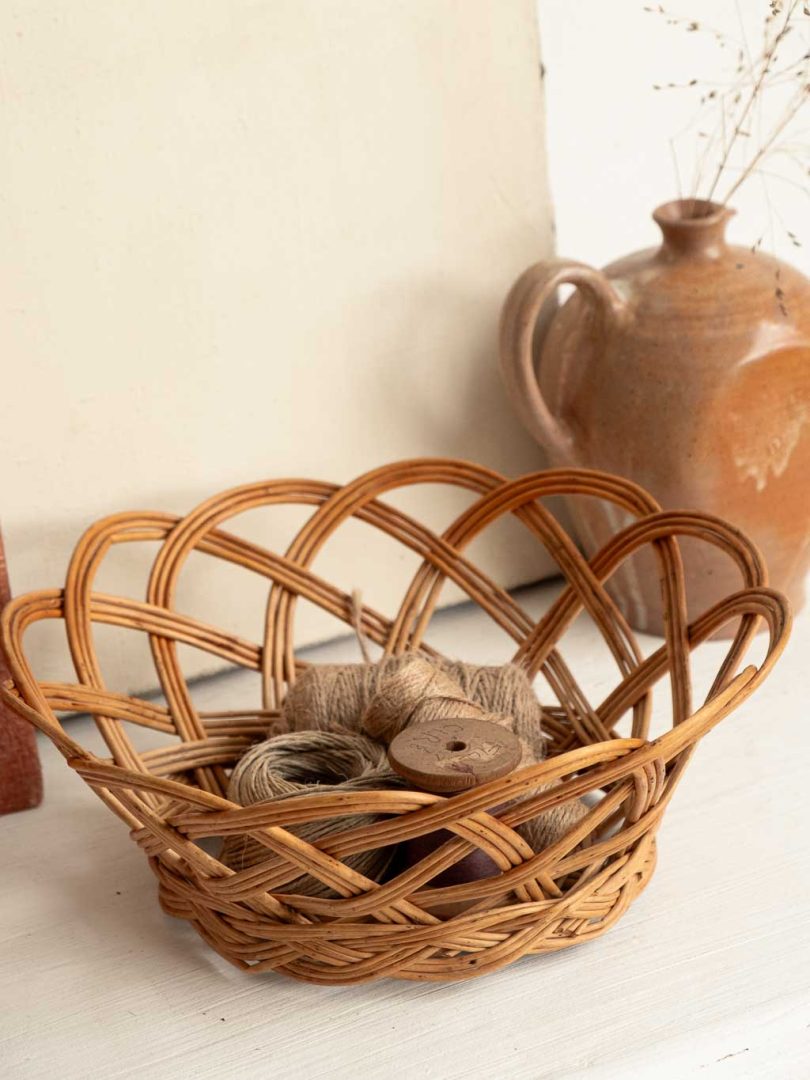 SUMTree Petite Corbeille Ronde En Rotin - Panier De Rangement 20x17cm - Décoration Naturelle