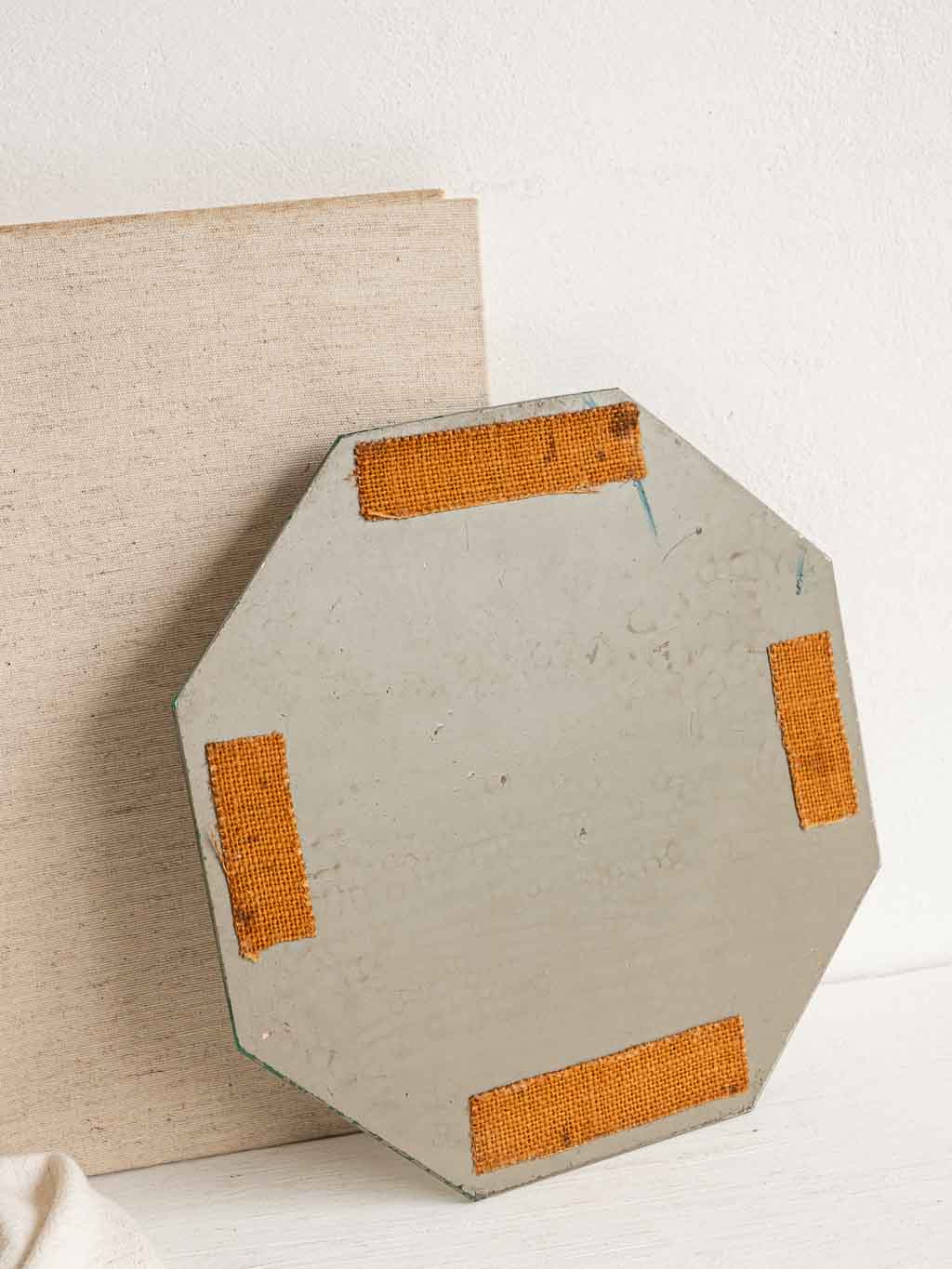 plateau miroir biseauté octogonal vintage