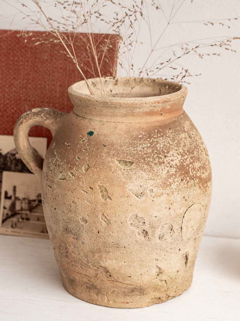 grand pot ou jarre en céramique beige patinée