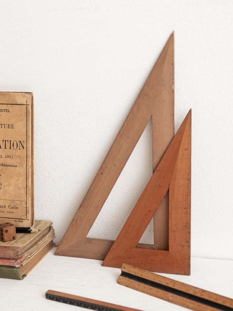 Equerres vintage en bois lot de deux