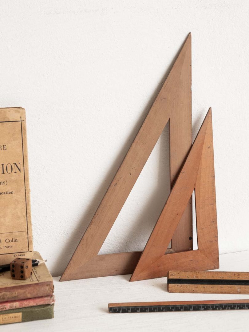 Equerres vintage en bois lot de deux