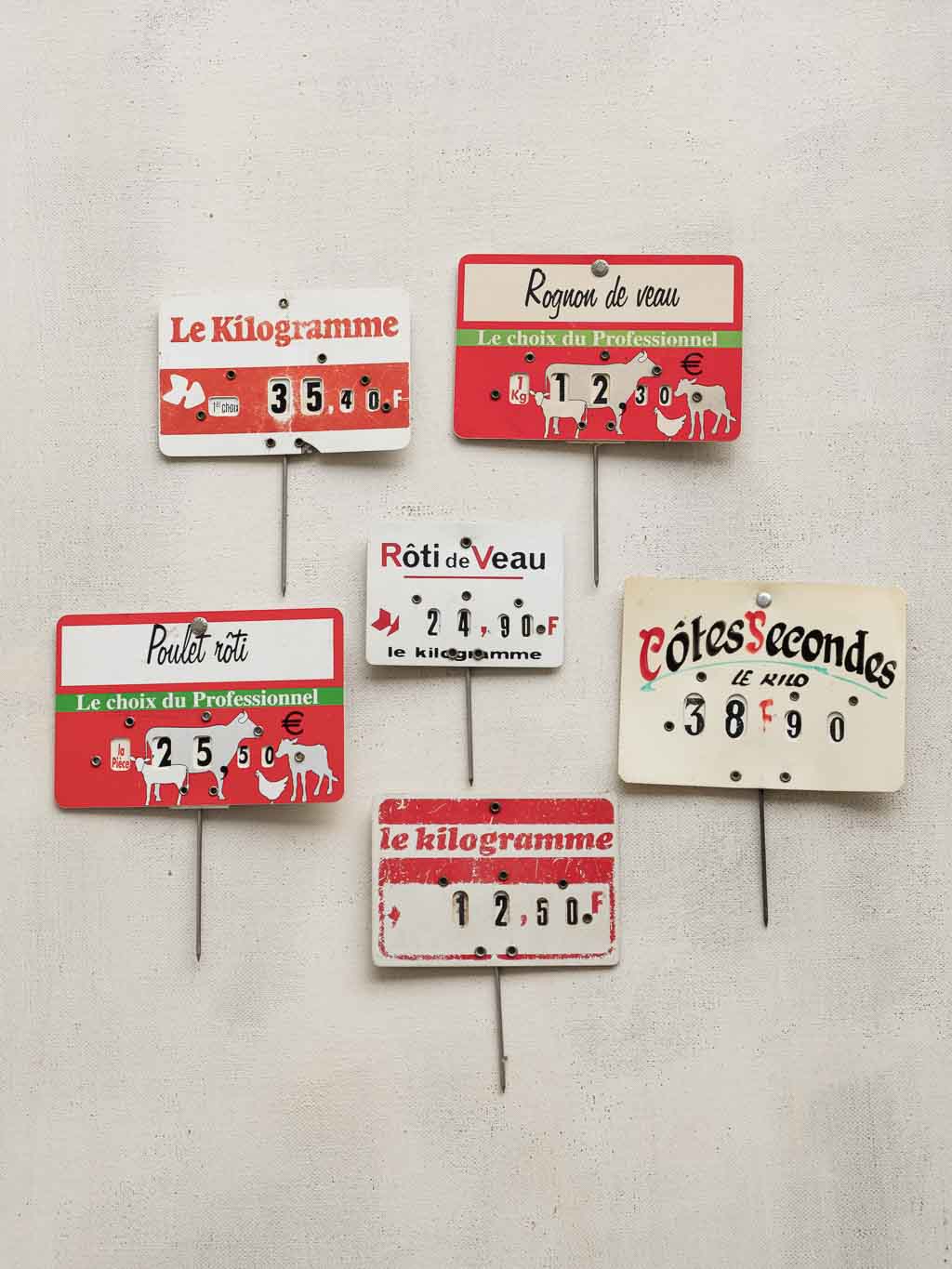 Etiquettes de boucherie vintage à piquer