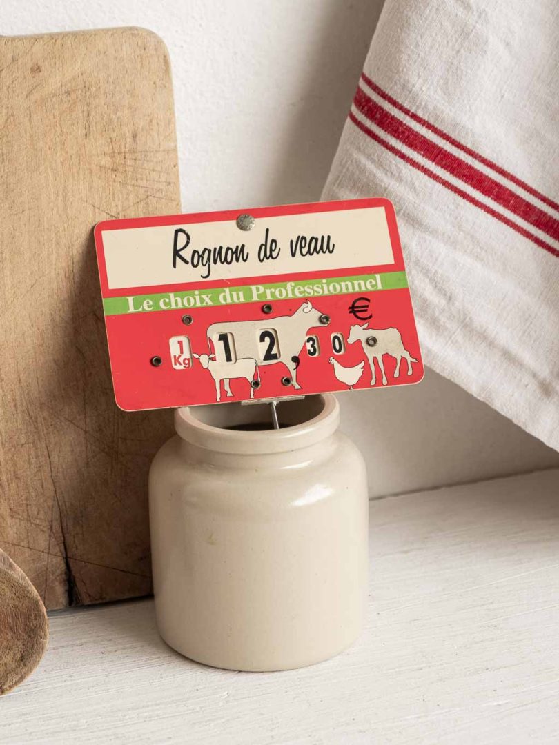 Etiquette de boucherie vintage, rognon de veau