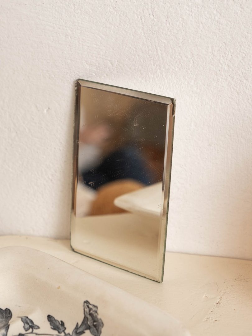 Petit miroir de poche ancien biseauté 2 faces