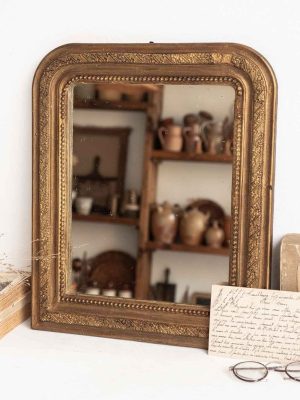 miroir ancien style louis Philippe, cadre perlé doré