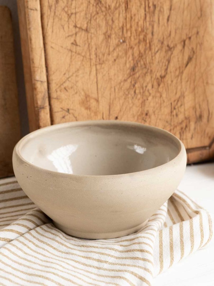 Petit saladier en grès beige - gris
