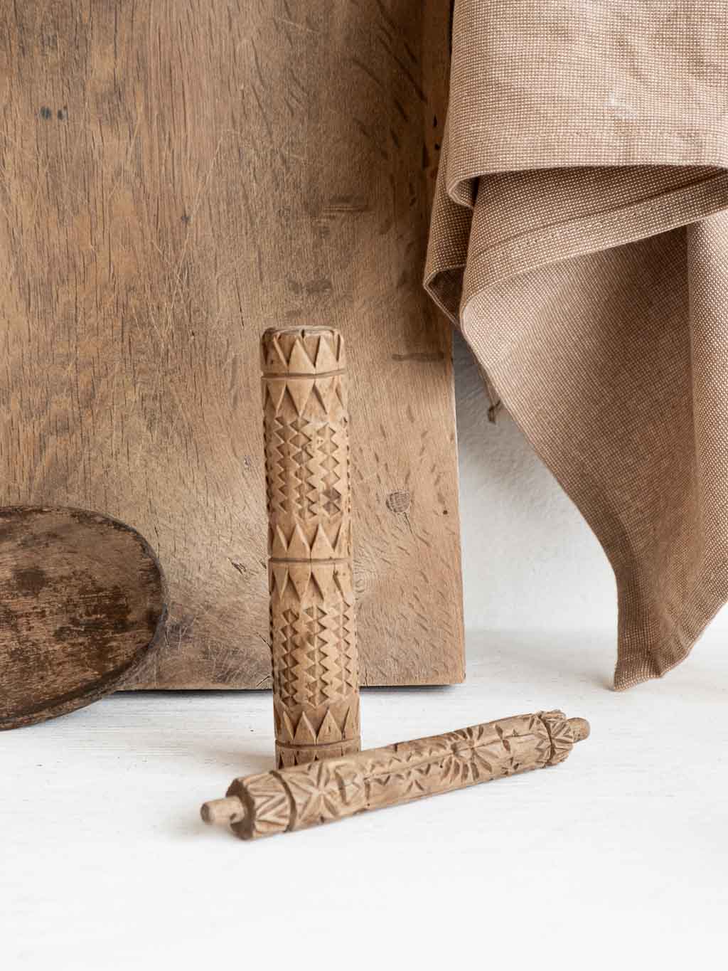 Rouleau à beurre en bois gravé 1900