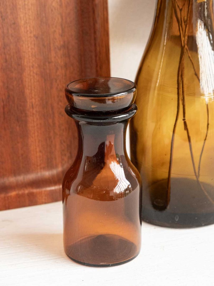 Bocal apothicaire en verre ambré petit modèle