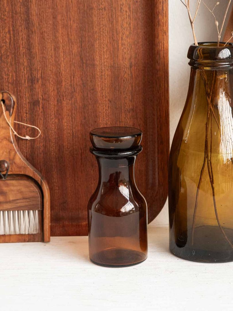 Bocal apothicaire en verre ambré petit modèle
