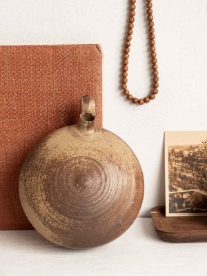 Gourde plate bouteille bouillotte en terre cuite ancienne