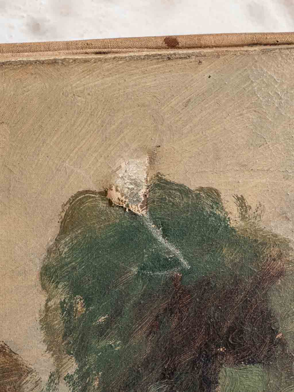 grande huile sur toile, scène pastorale en Provence. J Morin
