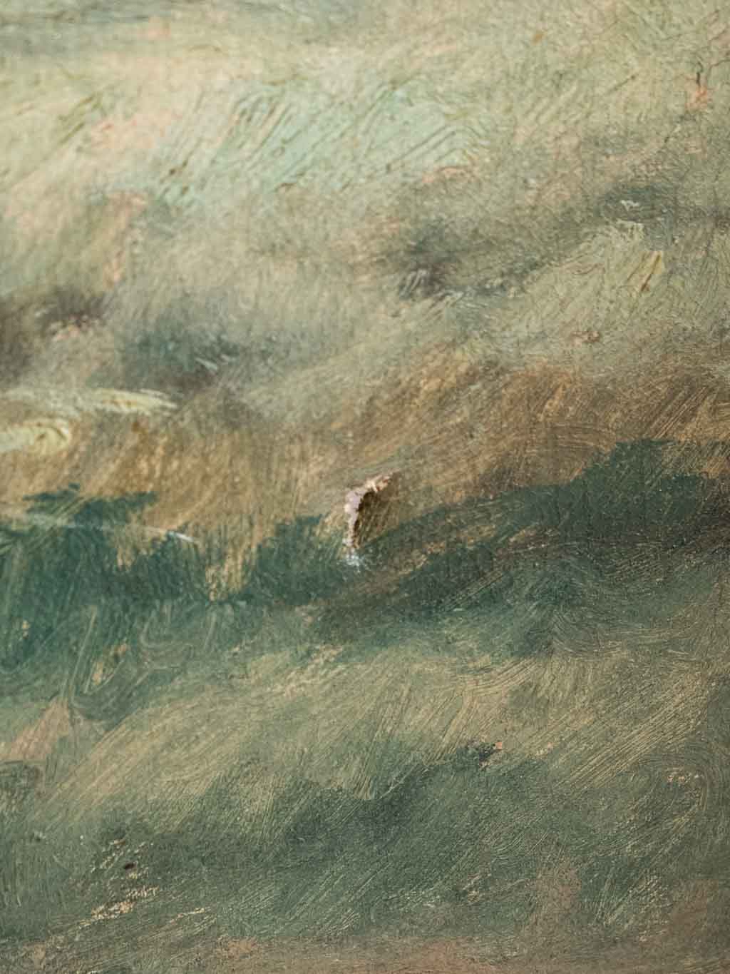 grande huile sur toile, scène pastorale en Provence. J Morin
