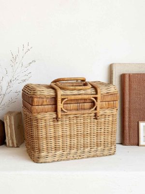 valisette vintage en rotin rangement couture
