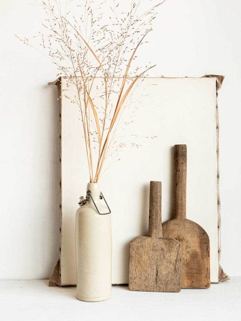 Bouteille bouillotte blanche beige en céramique grès