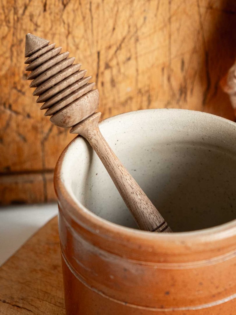 cuillère à miel vintage en bois