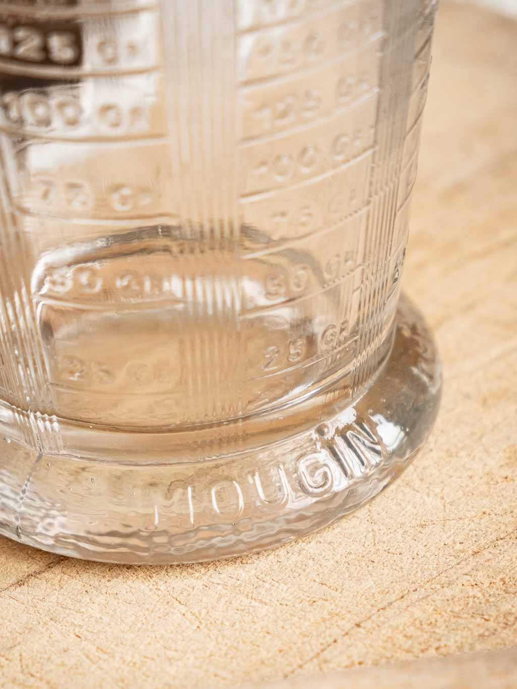 verre mesureur vintage Mougin en verre épais
