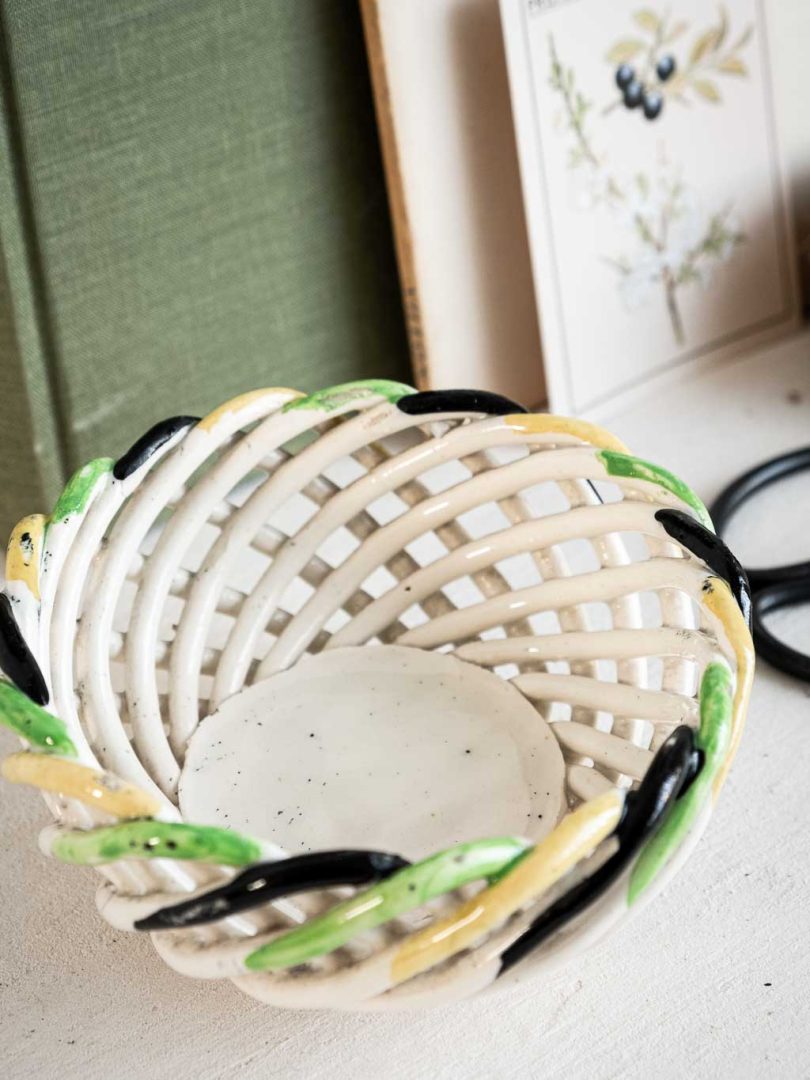 coupelle en céramique tressée blanche verte et noire