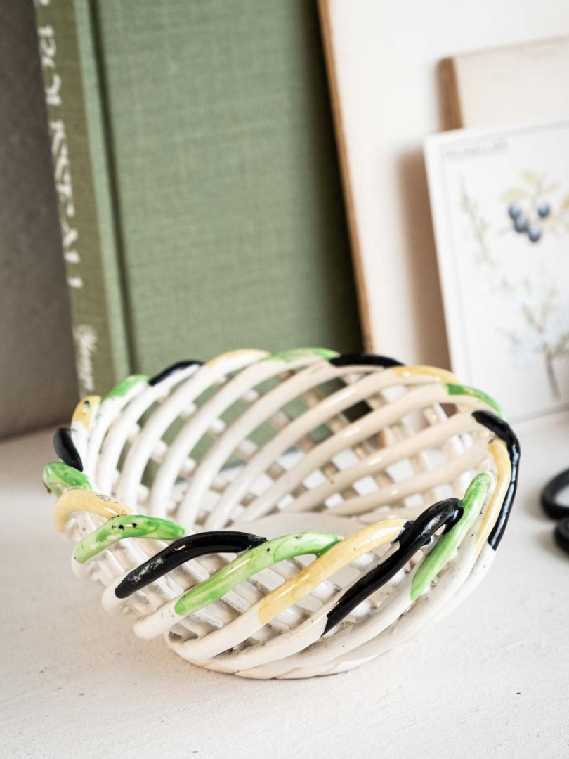 coupelle en céramique tressée blanche verte et noire
