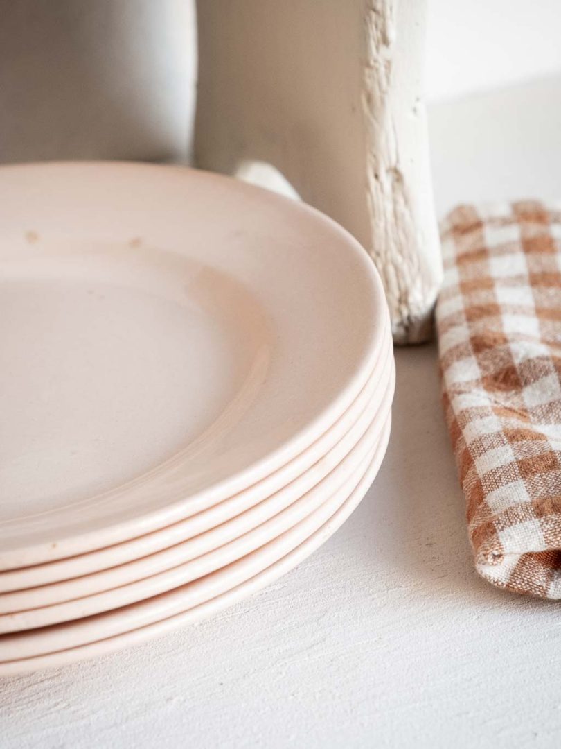 assiettes à dessert Digoin Sarreguemines vintage rose