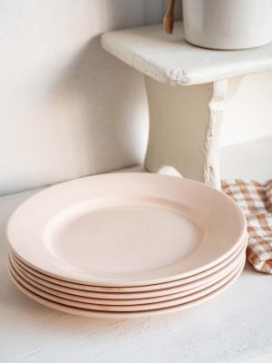 assiettes plates rose vintage