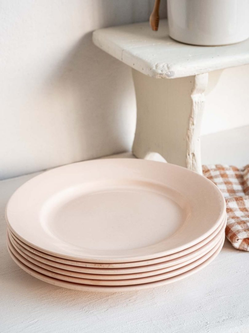 assiettes plates rose vintage