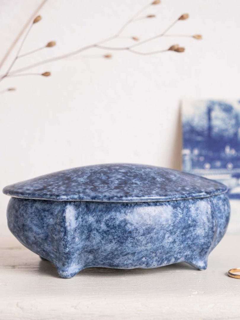 Boîte à bijoux en porcelaine de Limoges bleue – Image 5