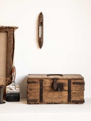 boite en bois ancienne coffre bois et métal avec clé