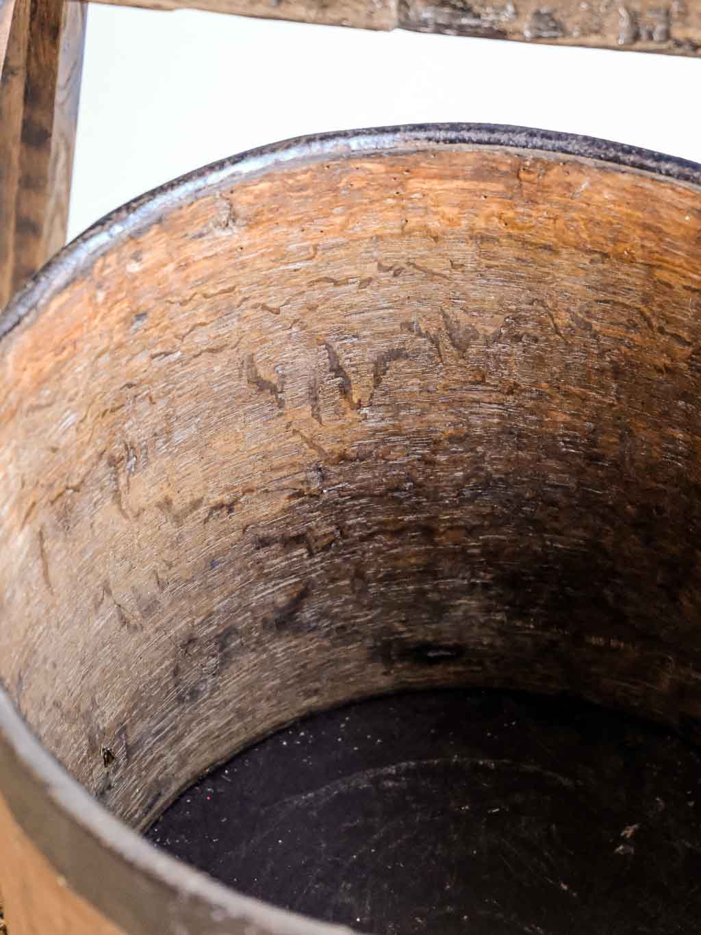 mesure à grain, boisseau en bois et métal 20L
